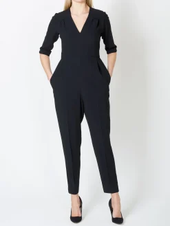 Favourbrook Tailored Jumpsuit Black Plain Crepe-Women Eveningwear | Eveningwear