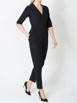Favourbrook Tailored Jumpsuit Black Plain Crepe-Women Eveningwear | Eveningwear