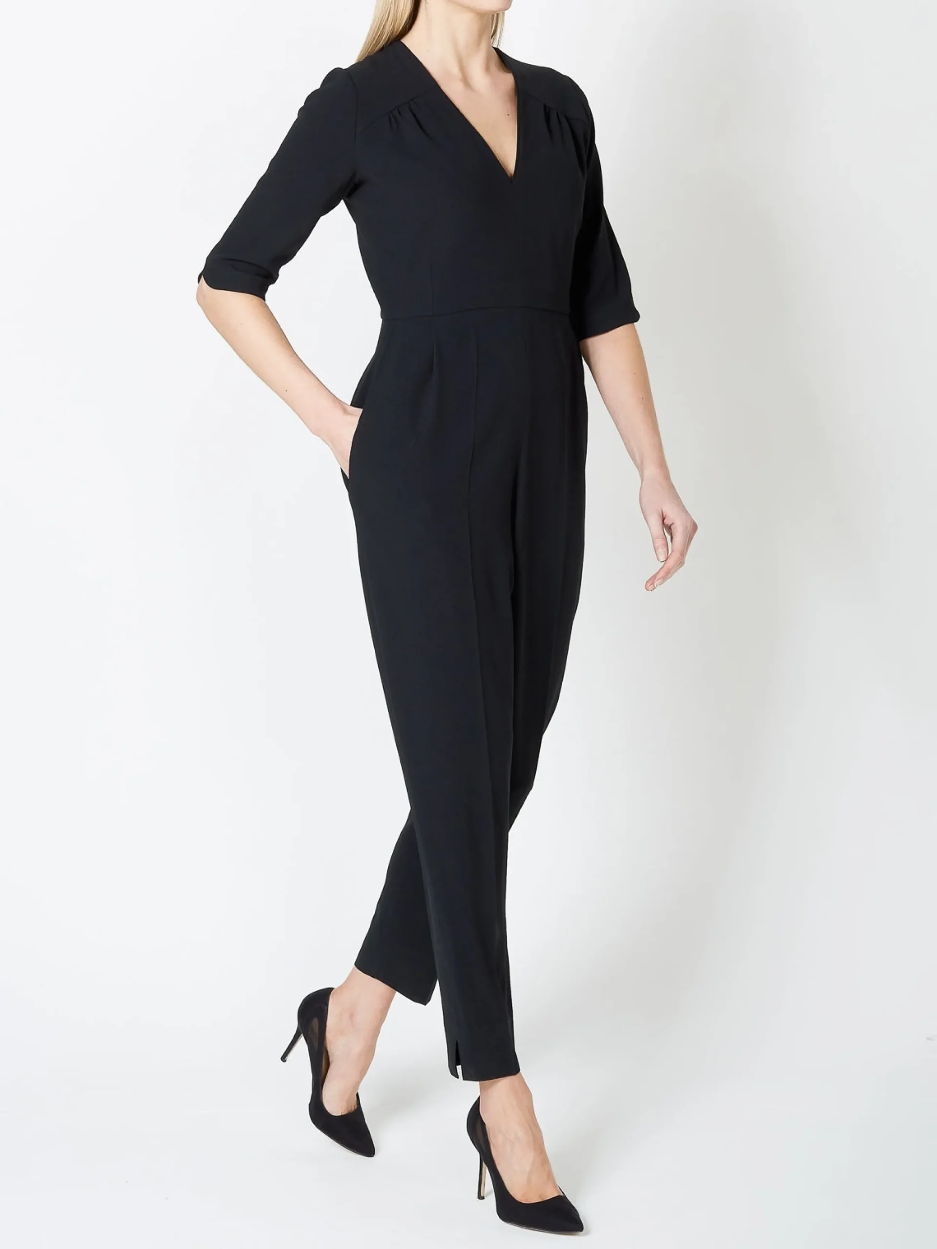 Favourbrook Tailored Jumpsuit Black Plain Crepe-Women Eveningwear | Eveningwear