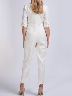 Favourbrook Tailored Jumpsuit Ivory Silk Tasar-Women Raceday | Trousers & Jumpsuits