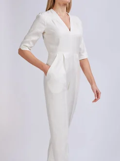 Favourbrook Tailored Jumpsuit Ivory Silk Tasar-Women Raceday | Trousers & Jumpsuits