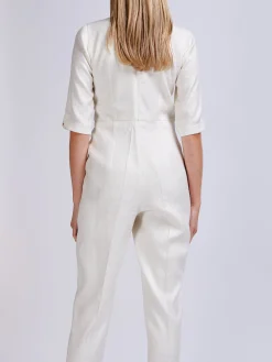 Favourbrook Tailored Jumpsuit Ivory Silk Tasar-Women Raceday | Trousers & Jumpsuits