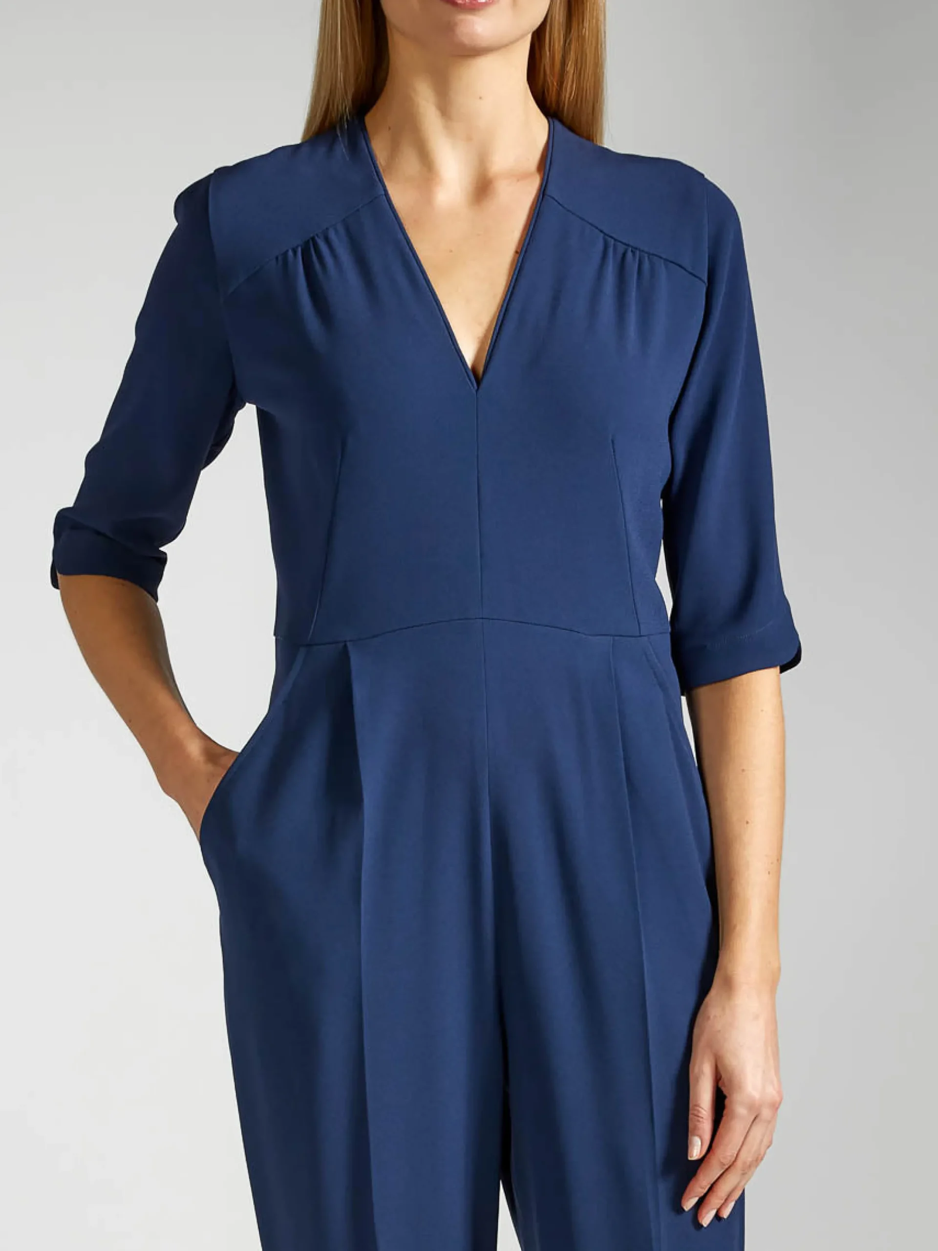 Favourbrook Tailored Jumpsuit Navy Heavy Crepe-Women Eveningwear | Eveningwear