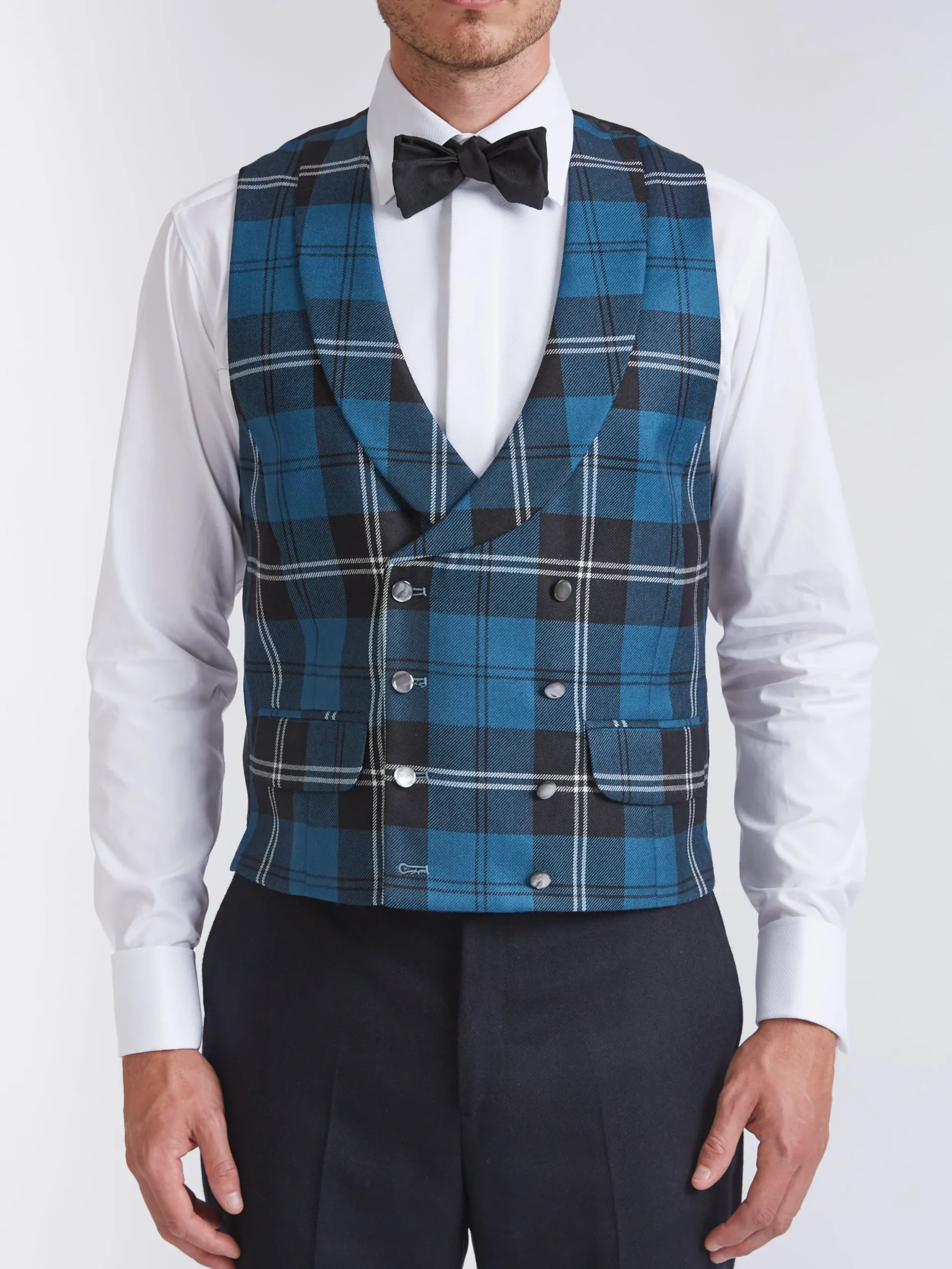 Favourbrook Tartan Ramsey Double Breasted Waistcoat with Lapel- Waistcoats | Double Breasted Waistcoats