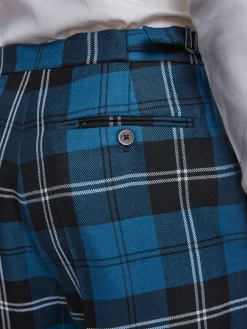 Favourbrook Tartan Ramsey High Waisted Flat Front Trousers- Trousers