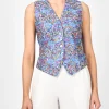 Favourbrook Waistcoat Single Breasted Ocean Blue Helsinki Linen-Women Tops & Blouses | Waistcoats