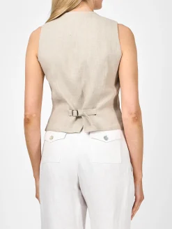 Favourbrook Waistcoat Single Breasted Stone Dickinson Linen-Women Tops & Blouses | Waistcoats