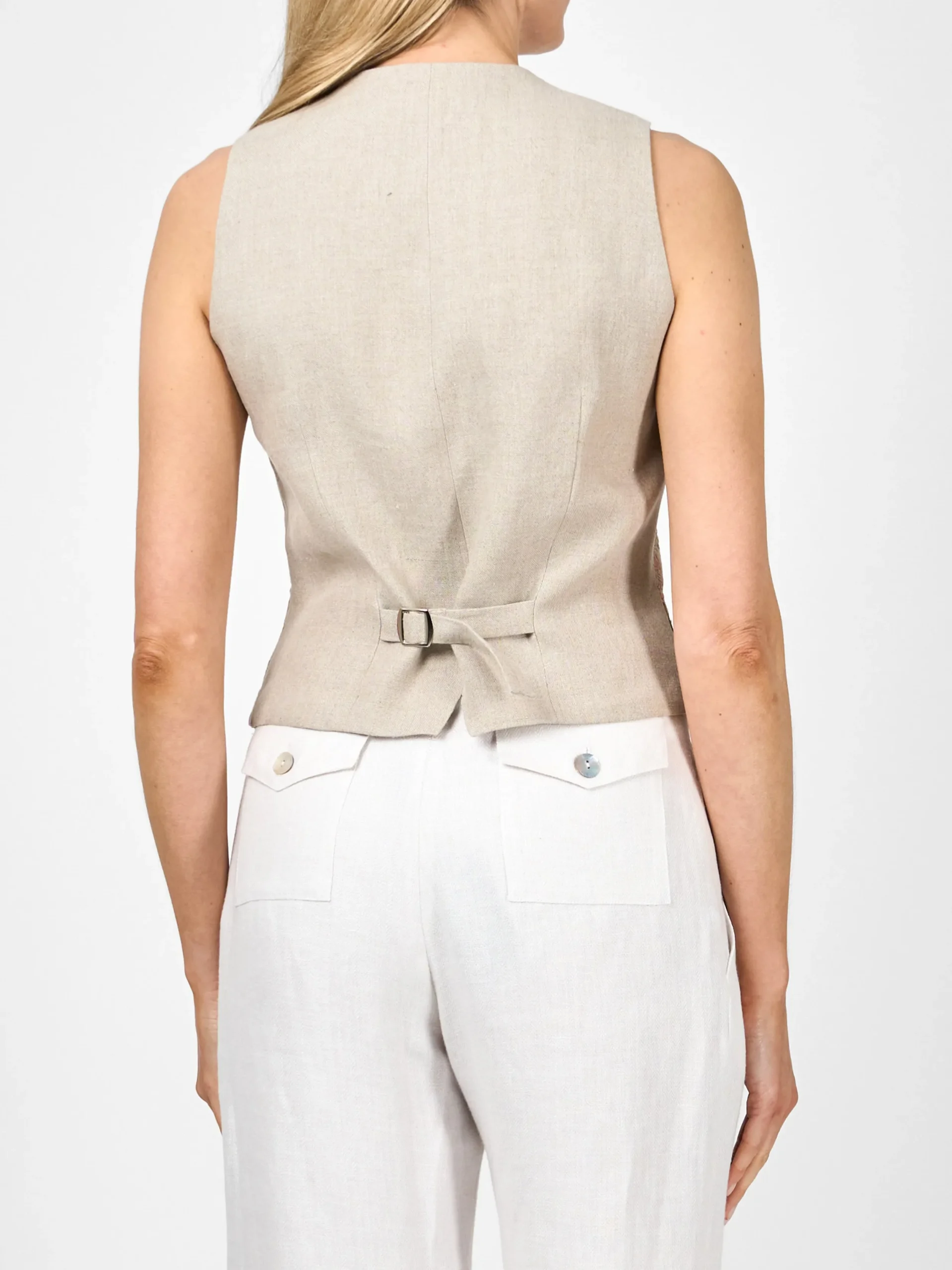 Favourbrook Waistcoat Single Breasted Stone Dickinson Linen-Women Tops & Blouses | Waistcoats