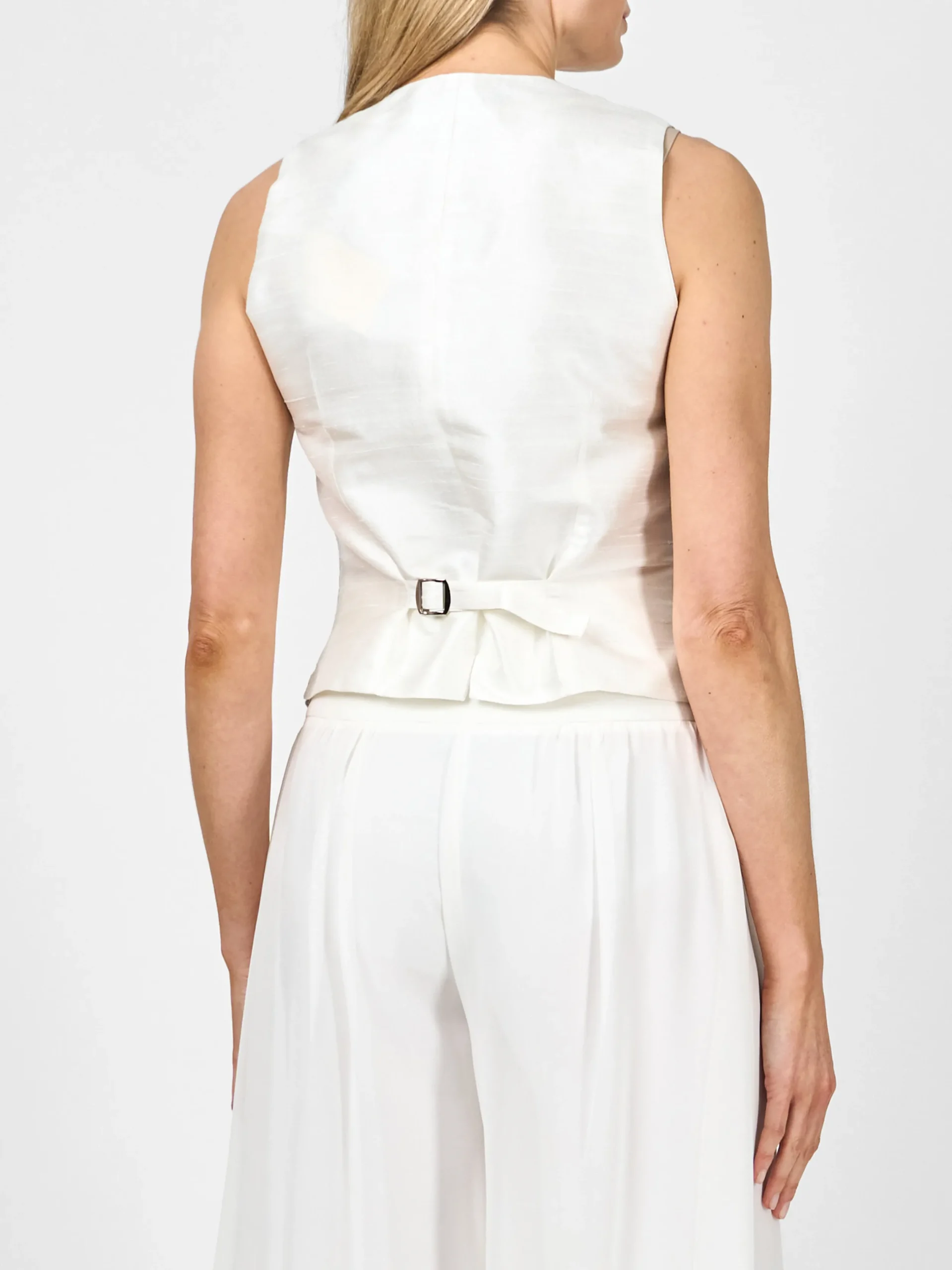 Favourbrook Waistcoat Single Breasted Spring Green Dunwich Crease Resist Linen-Women Tops & Blouses | Waistcoats