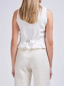 Favourbrook Waistcoat Single Breasted Ivory Multi Athens Cotton-Women Tops & Blouses | Waistcoats