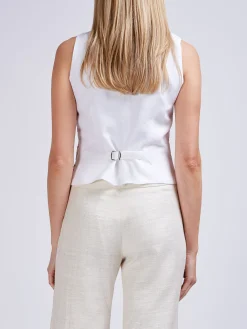 Favourbrook Waistcoat Single Breasted Navy Berlin Linen-Women Tops & Blouses | Waistcoats