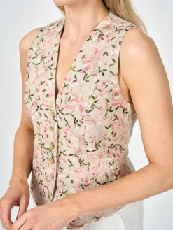 Favourbrook Waistcoat Single Breasted Stone Dickinson Linen-Women Tops & Blouses | Waistcoats