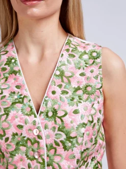 Favourbrook Waistcoat Single Breasted Ivory Multi Athens Cotton-Women Tops & Blouses | Waistcoats