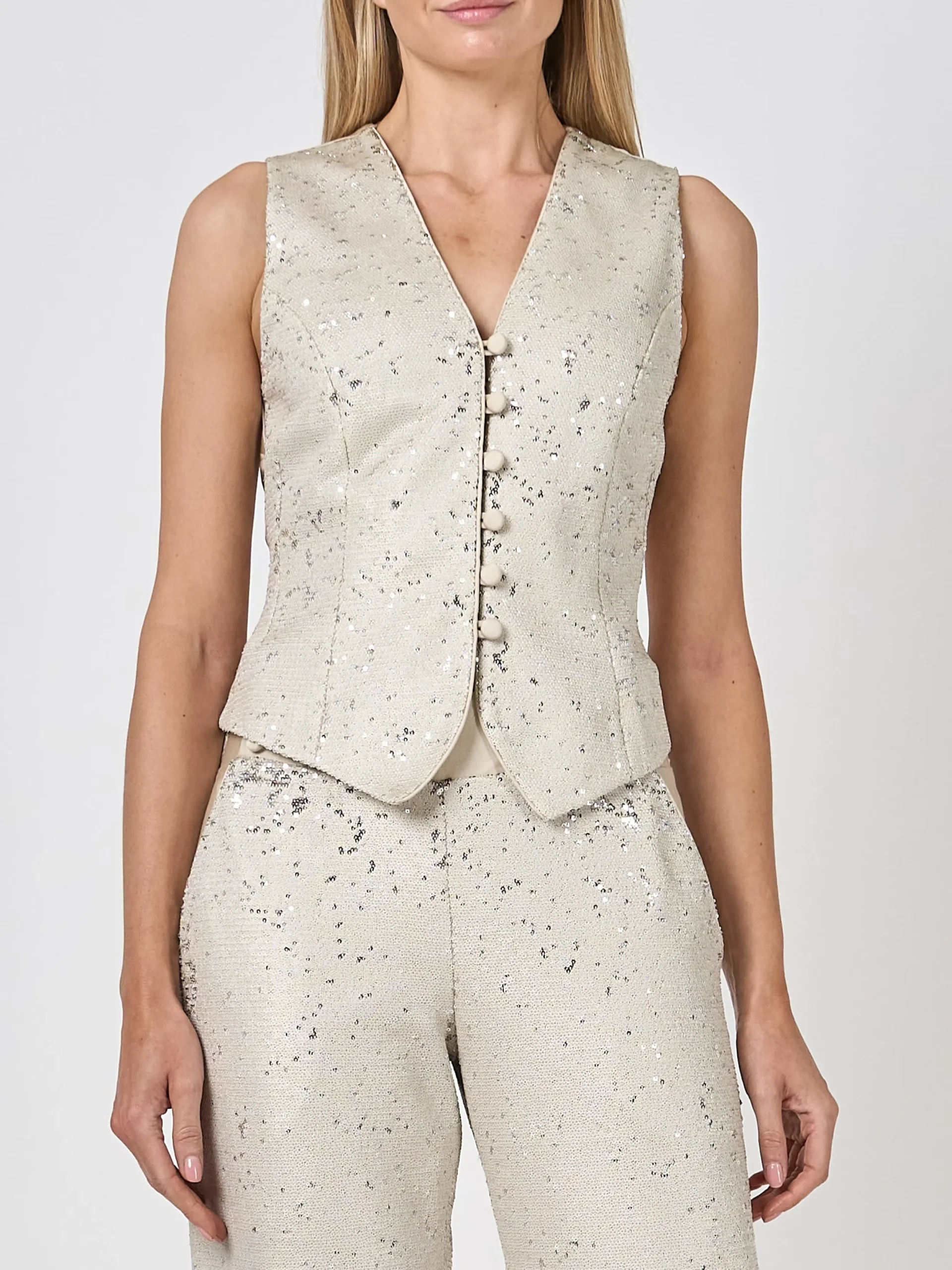 Favourbrook Waistcoat Single-Breasted Oyster Mini Sequins-Women Eveningwear | Eveningwear