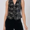 Favourbrook Waistcoat Single-Breasted Black Gold Rozier Silk Velvet-Women Eveningwear | Eveningwear
