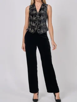 Favourbrook Waistcoat Single-Breasted Black Gold Rozier Silk Velvet-Women Eveningwear | Eveningwear