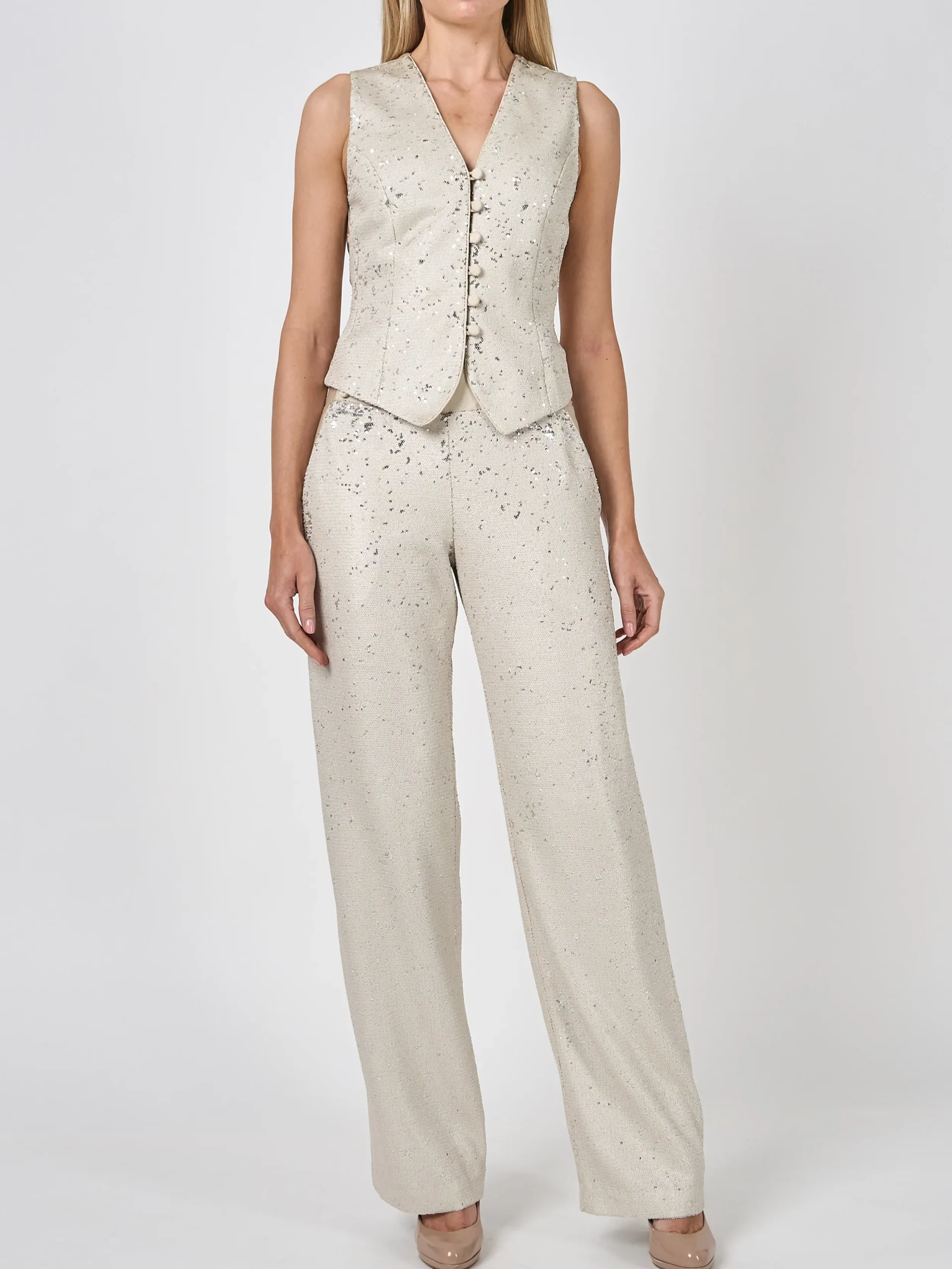 Favourbrook Waistcoat Single-Breasted Oyster Mini Sequins-Women Eveningwear | Eveningwear