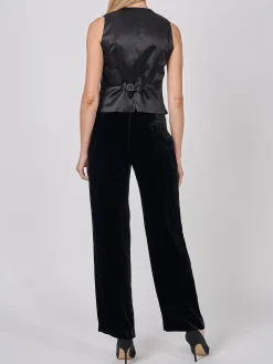 Favourbrook Waistcoat Single-Breasted Black Gold Rozier Silk Velvet-Women Eveningwear | Eveningwear