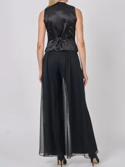 Favourbrook Waistcoat Single-Breasted Black Red Hellibore Silk Douppion-Women Eveningwear | Eveningwear