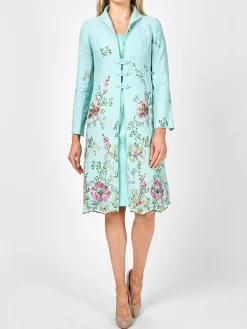 Favourbrook Westminster Coat Aqua Glemham Marle Crease Resist Linen-Women Mother Of The Bride | Jackets & Coats