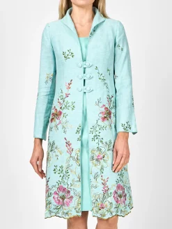 Favourbrook Westminster Coat Aqua Glemham Marle Crease Resist Linen-Women Mother Of The Bride | Jackets & Coats