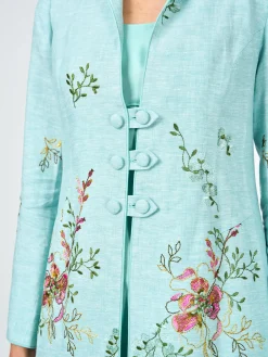Favourbrook Westminster Coat Aqua Glemham Marle Crease Resist Linen-Women Mother Of The Bride | Jackets & Coats