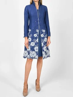 Favourbrook Westminster Coat Navy Lam Crease Resist Linen-Women Mother Of The Bride | Jackets & Coats