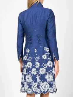 Favourbrook Westminster Coat Navy Lam Crease Resist Linen-Women Mother Of The Bride | Jackets & Coats