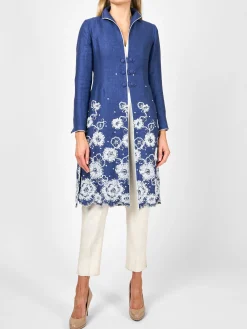 Favourbrook Westminster Coat Navy Lam Crease Resist Linen-Women Mother Of The Bride | Jackets & Coats