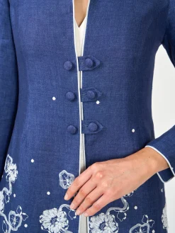 Favourbrook Westminster Coat Navy Lam Crease Resist Linen-Women Mother Of The Bride | Jackets & Coats
