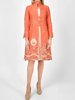 Favourbrook Westminster Coat Orange Otley Crease Resist Linen-Women Mother Of The Bride | Jackets & Coats