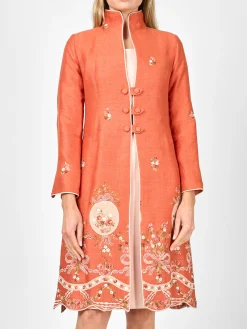 Favourbrook Westminster Coat Orange Otley Crease Resist Linen-Women Mother Of The Bride | Jackets & Coats
