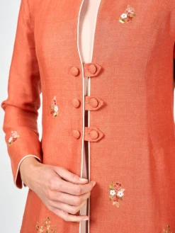 Favourbrook Westminster Coat Orange Otley Crease Resist Linen-Women Mother Of The Bride | Jackets & Coats