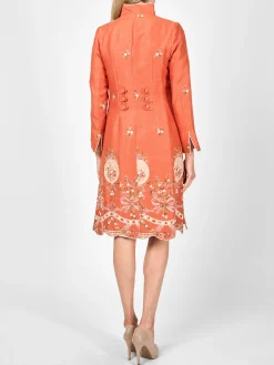 Favourbrook Westminster Coat Orange Otley Crease Resist Linen-Women Mother Of The Bride | Jackets & Coats