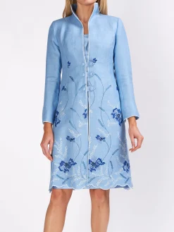 Favourbrook Westminster Coat Pale blue Parsifal Crease Resist Linen-Women Jackets & Coats