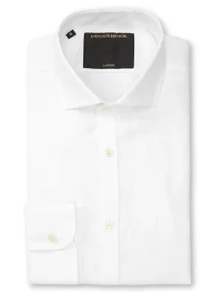 Favourbrook White Bridford Linen Cutaway Collar Shirt- Wedding Attire | Shirts