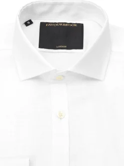 Favourbrook White Bridford Linen Cutaway Collar Shirt- Wedding Attire | Shirts