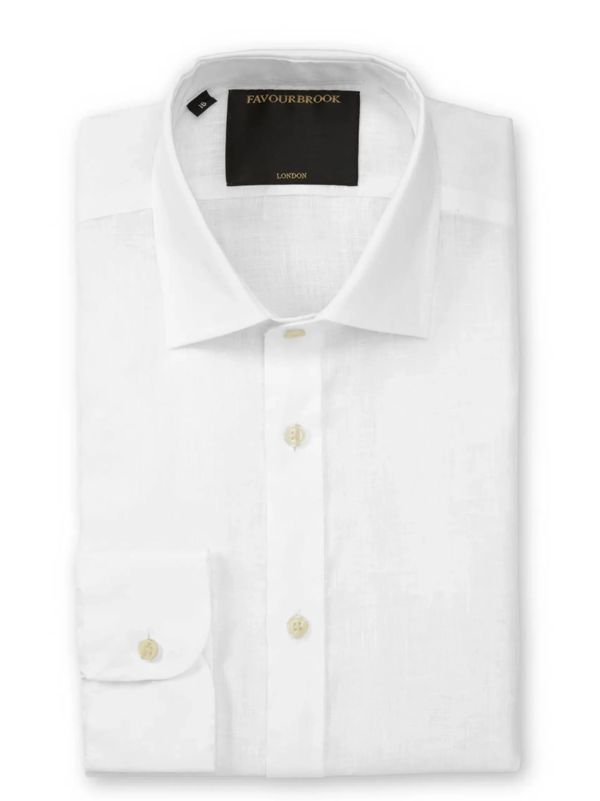 Favourbrook White Colne Linen Helford Shirt- Shirts