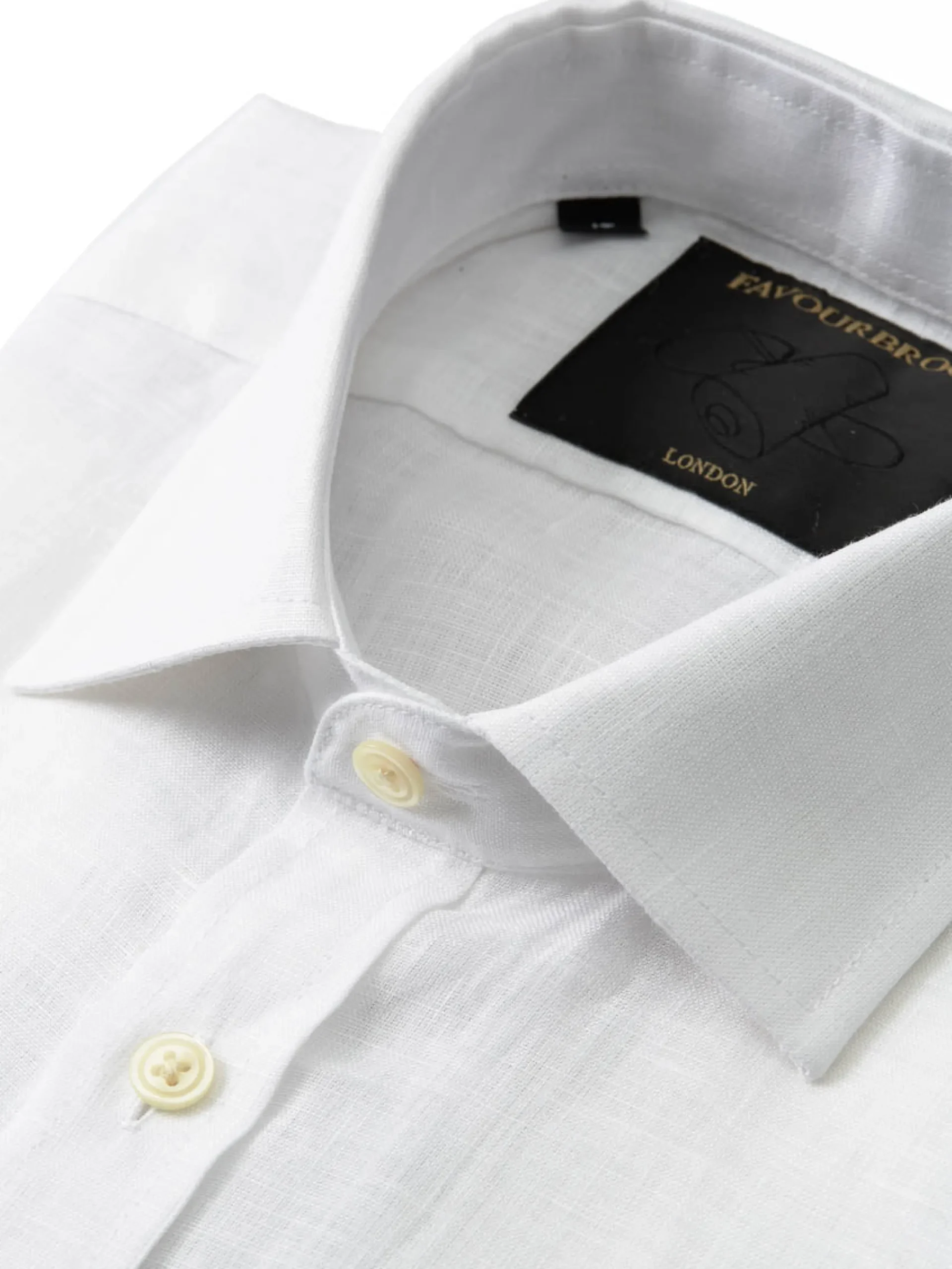 Favourbrook White Colne Linen Helford Shirt- Shirts