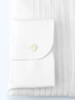 Favourbrook White Colne Linen Pintuck Dress Shirt- Shirts
