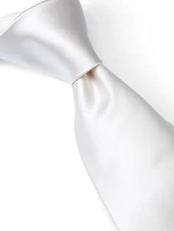 Favourbrook White Duchesse Satin Silk Tie- Ties