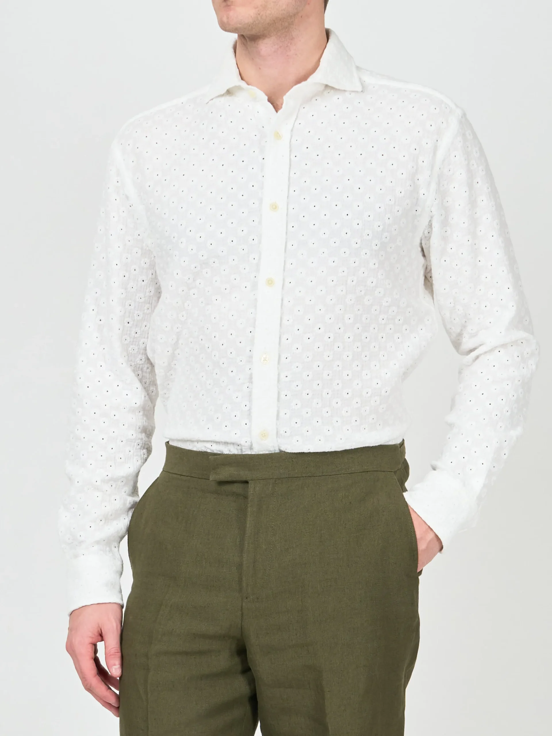Favourbrook White Garson Cotton Cutaway Collar Shirt- Shirts