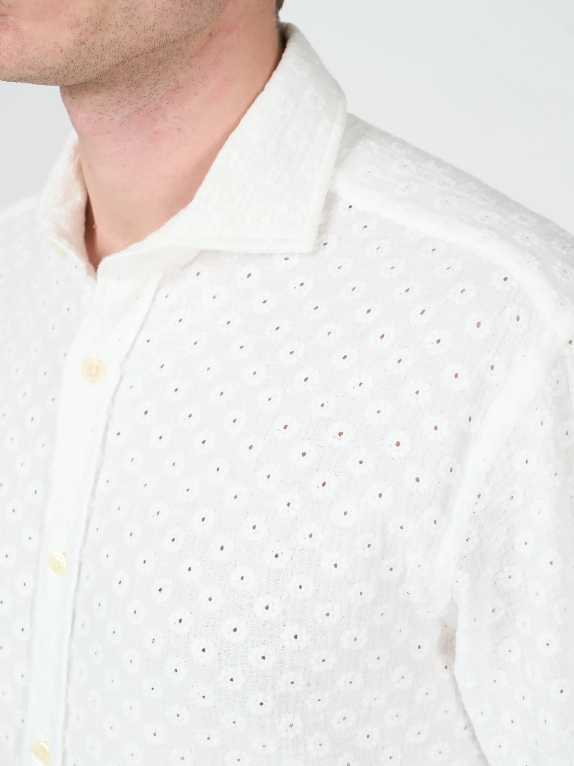 Favourbrook White Garson Cotton Cutaway Collar Shirt- Shirts