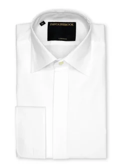 Favourbrook White Marcella Poplin Cotton Bib Front Dress Shirt- Shirts