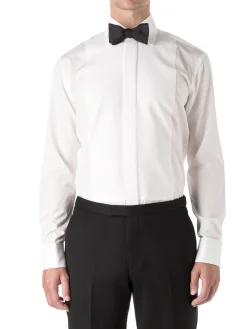 Favourbrook White Marcella Poplin Cotton Bib Front Dress Shirt- Shirts
