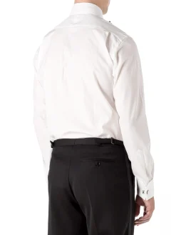 Favourbrook White Marcella Poplin Cotton Bib Front Dress Shirt- Shirts