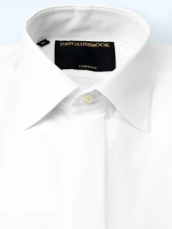 Favourbrook White Marcella Poplin Cotton Bib Front Dress Shirt- Shirts