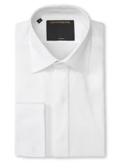 Favourbrook White Organic Herringbone Wedding Shirt- Shirts