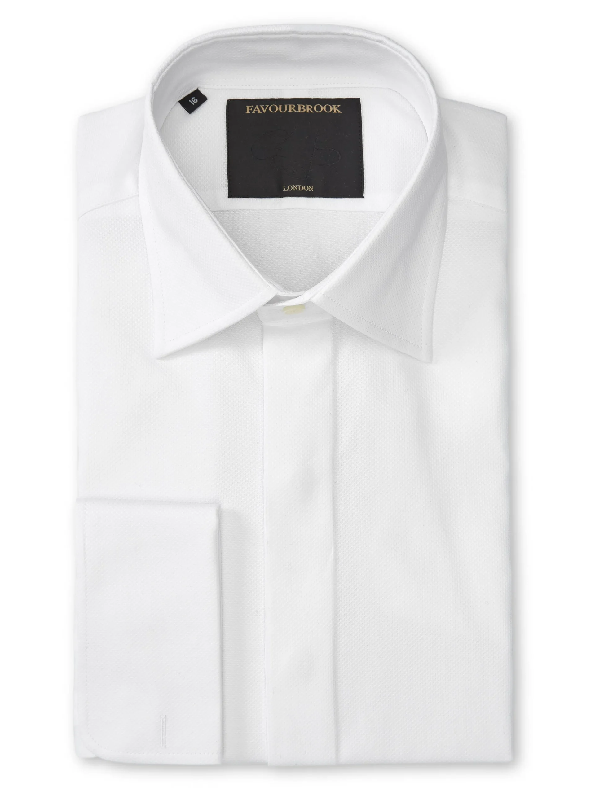 Favourbrook White Organic Herringbone Wedding Shirt- Shirts