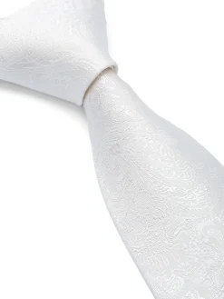 Favourbrook White Paisley Silk Tie- Ties